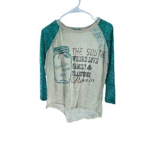 Southern Grace Family Traditions Lace Burnout Long Sleeve Top Women's Size Small